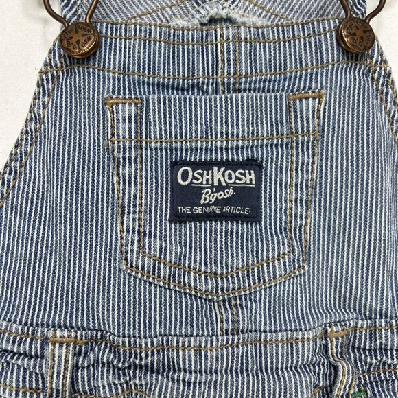 OSH KOSH B'Gosh Blue Striped Vestbak Bib Overalls Denim Dress Girls Sz 24 Months - Picture 2 of 8